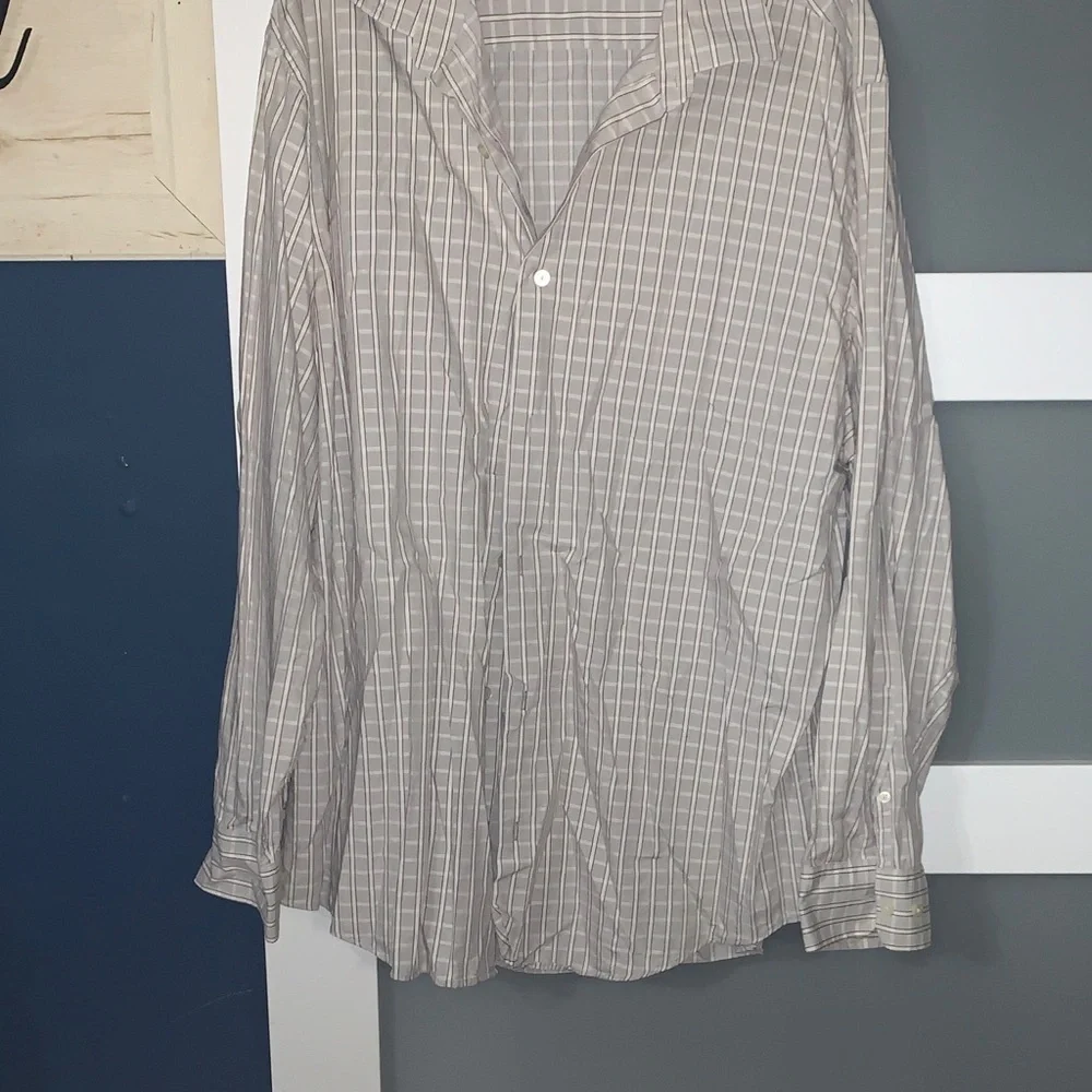 Banana Republic Gray Striped Dress Shirt